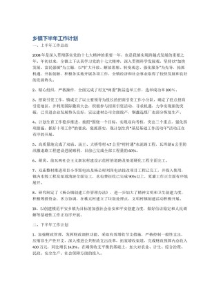 乡镇下半年工作计划