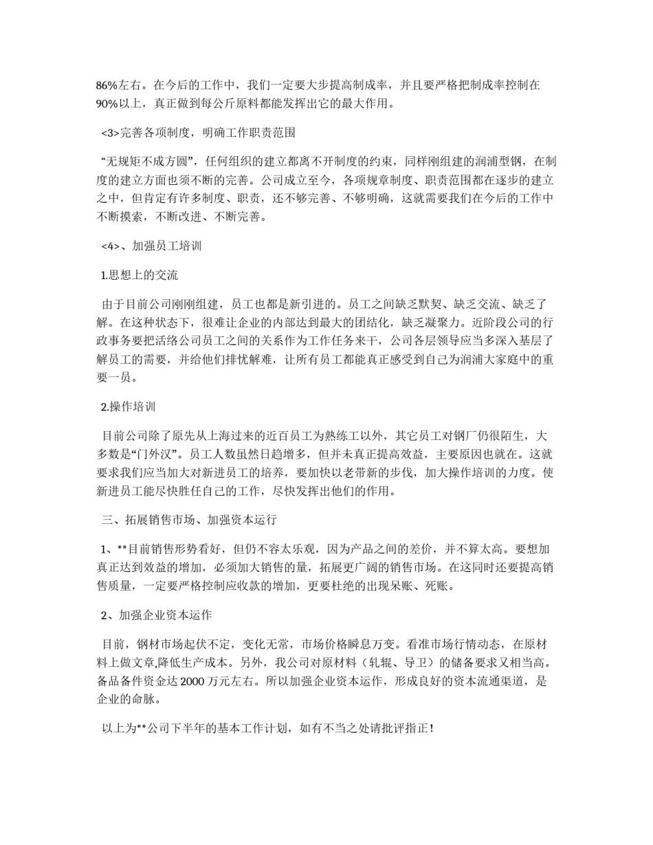 公司下半年工作计划_第2页