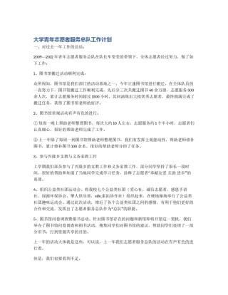 大学青年志愿者服务总队工作计划