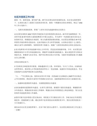 社区共青团工作计划