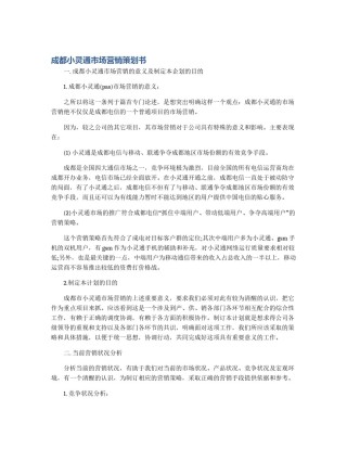 成都小灵通市场营销策划书