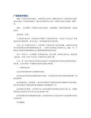 广告策划书模式