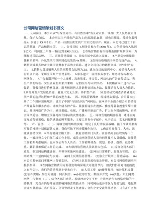 公司网络营销策划书范文