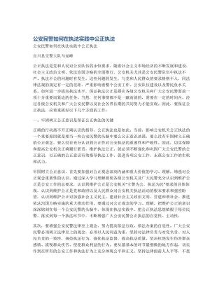 公安民警如何在执法实践中公正执法