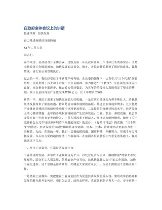 在政府全体会议上的讲话