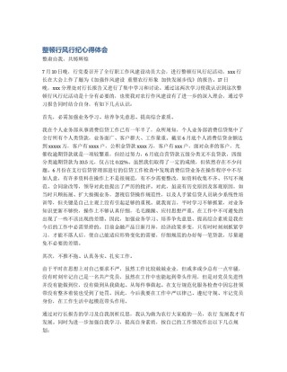 整顿行风行纪心得体会