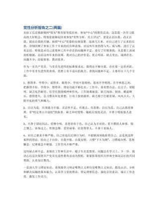 党性分析报告之二(两篇)