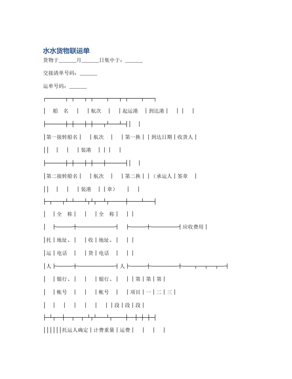 水水货物联运单_第1页