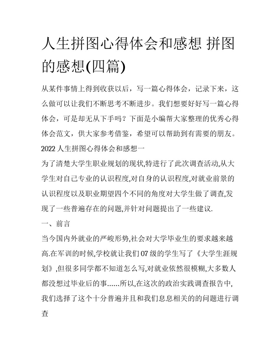 人生拼图心得体会和感想 拼图的感想(四篇)_第1页