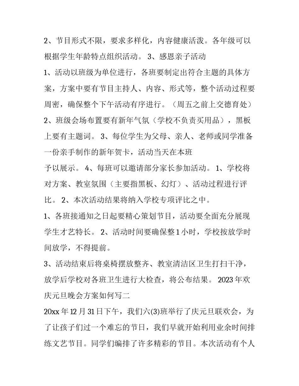欢庆元旦晚会方案如何写 春节联欢晚会活动方案怎么写(3篇)_第2页