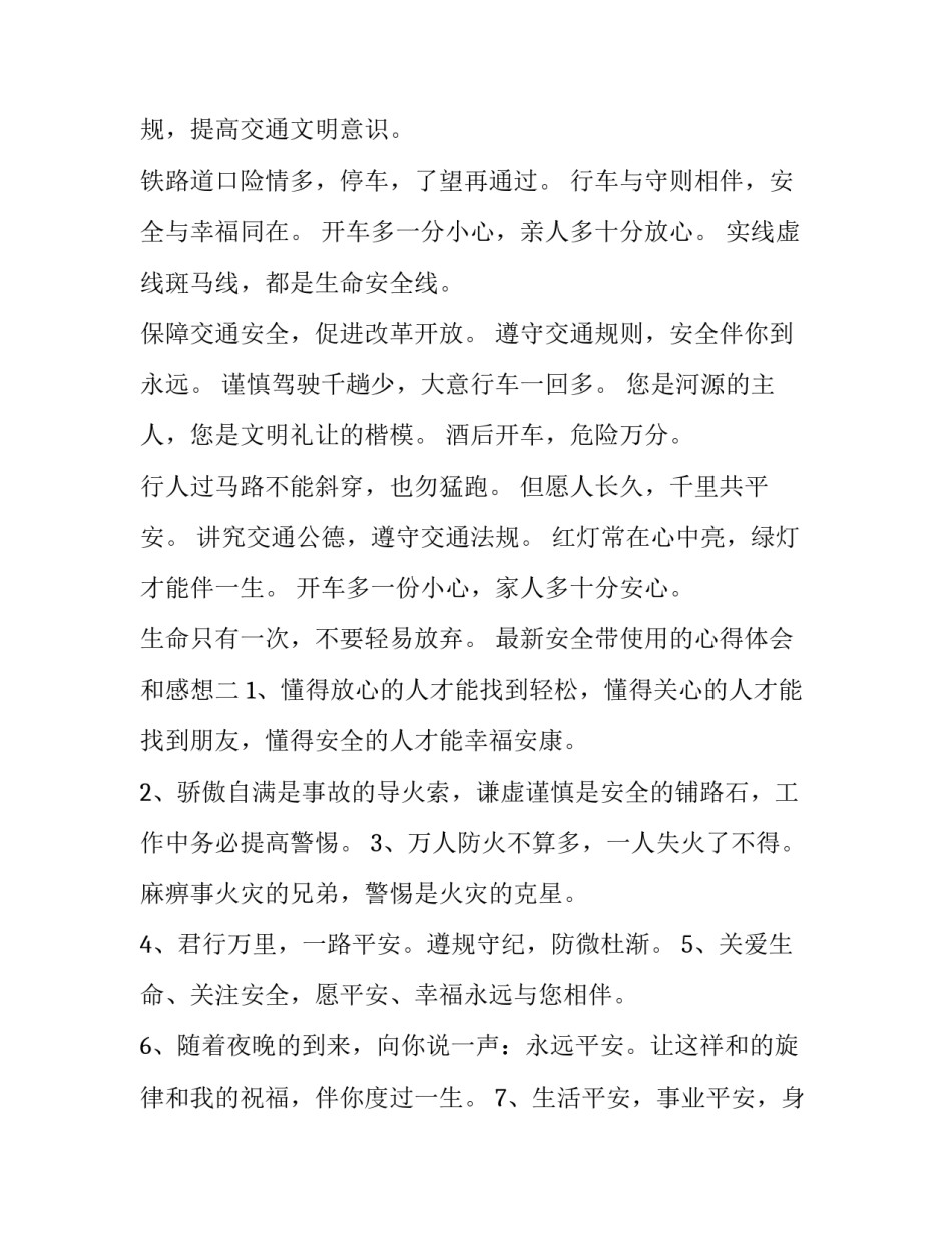 安全带使用的心得体会和感想 交警话安全之安全带心得体会(二篇)_第2页