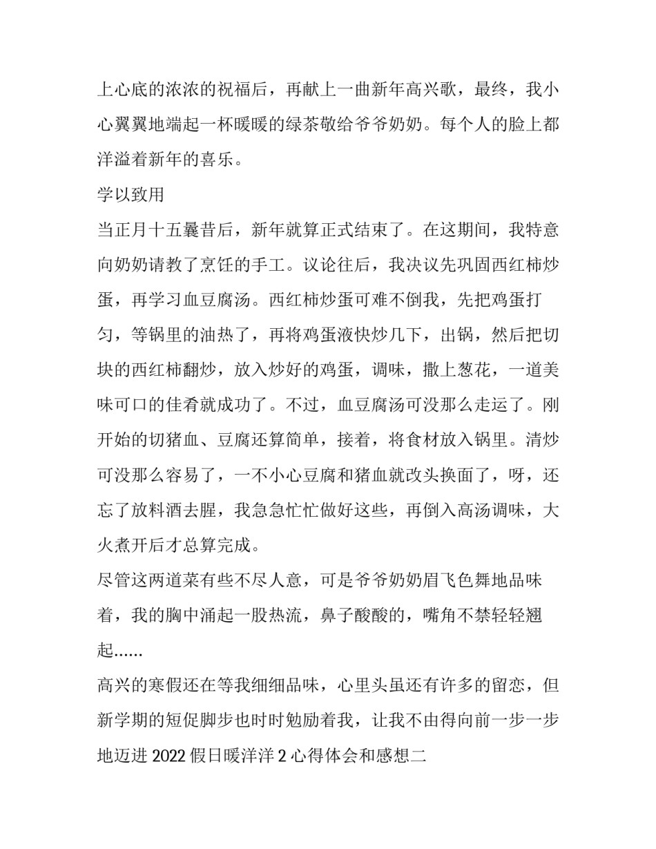 假日暖洋洋2心得体会和感想 假日暖洋洋治愈(五篇)_第2页