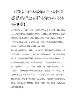 山东临沂石化爆炸心得体会和感想 临沂金誉石化爆炸心得体会(8篇)