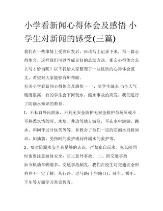 小学看新闻心得体会及感悟 小学生对新闻的感受(三篇)
