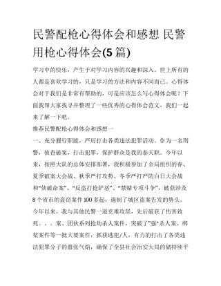 民警配枪心得体会和感想 民警用枪心得体会(5篇)