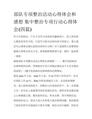 部队专项整治活动心得体会和感想 集中整治专项行动心得体会(四篇)