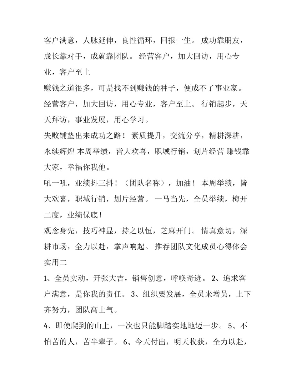 团队文化成员心得体会实用 团队文化成员心得体会实用句子(二篇)_第2页
