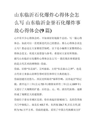山东临沂石化爆炸心得体会怎么写 山东临沂金誉石化爆炸事故心得体会(9篇)