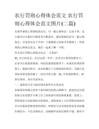 农行罚则心得体会范文 农行罚则心得体会范文图片(二篇)