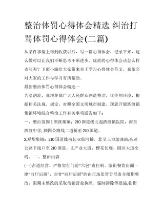 整治体罚心得体会精选 纠治打骂体罚心得体会(二篇)