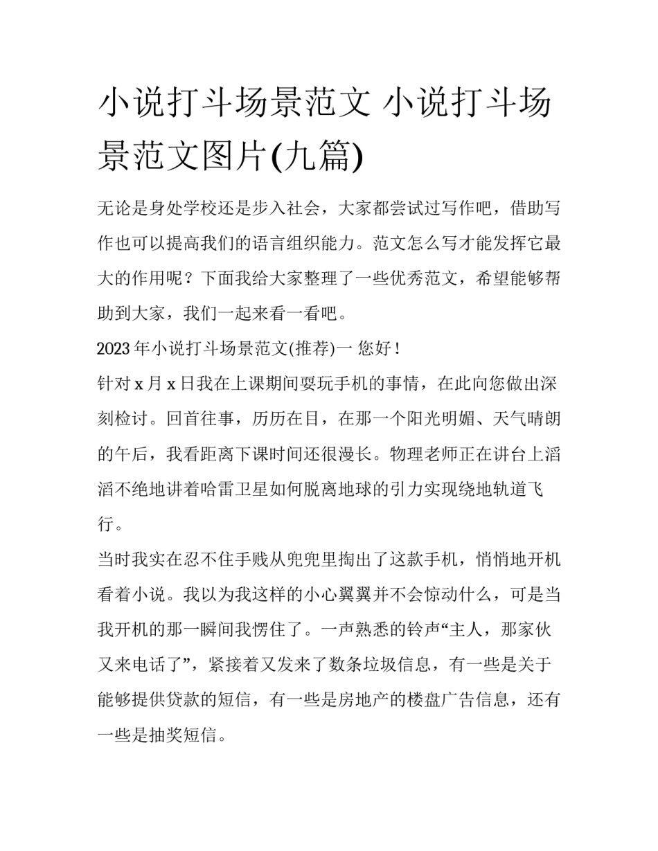 小说打斗场景范文 小说打斗场景范文图片(九篇)_第1页