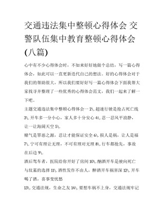 交通违法集中整顿心得体会 交警队伍集中教育整顿心得体会(八篇)