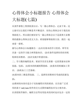 心得体会小标题报告 心得体会大标题(七篇)