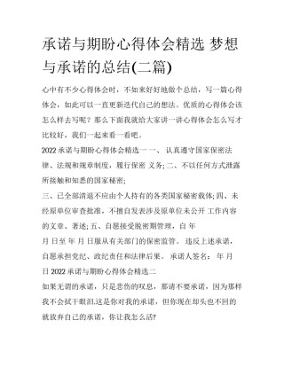 承诺与期盼心得体会精选 梦想与承诺的总结(二篇)