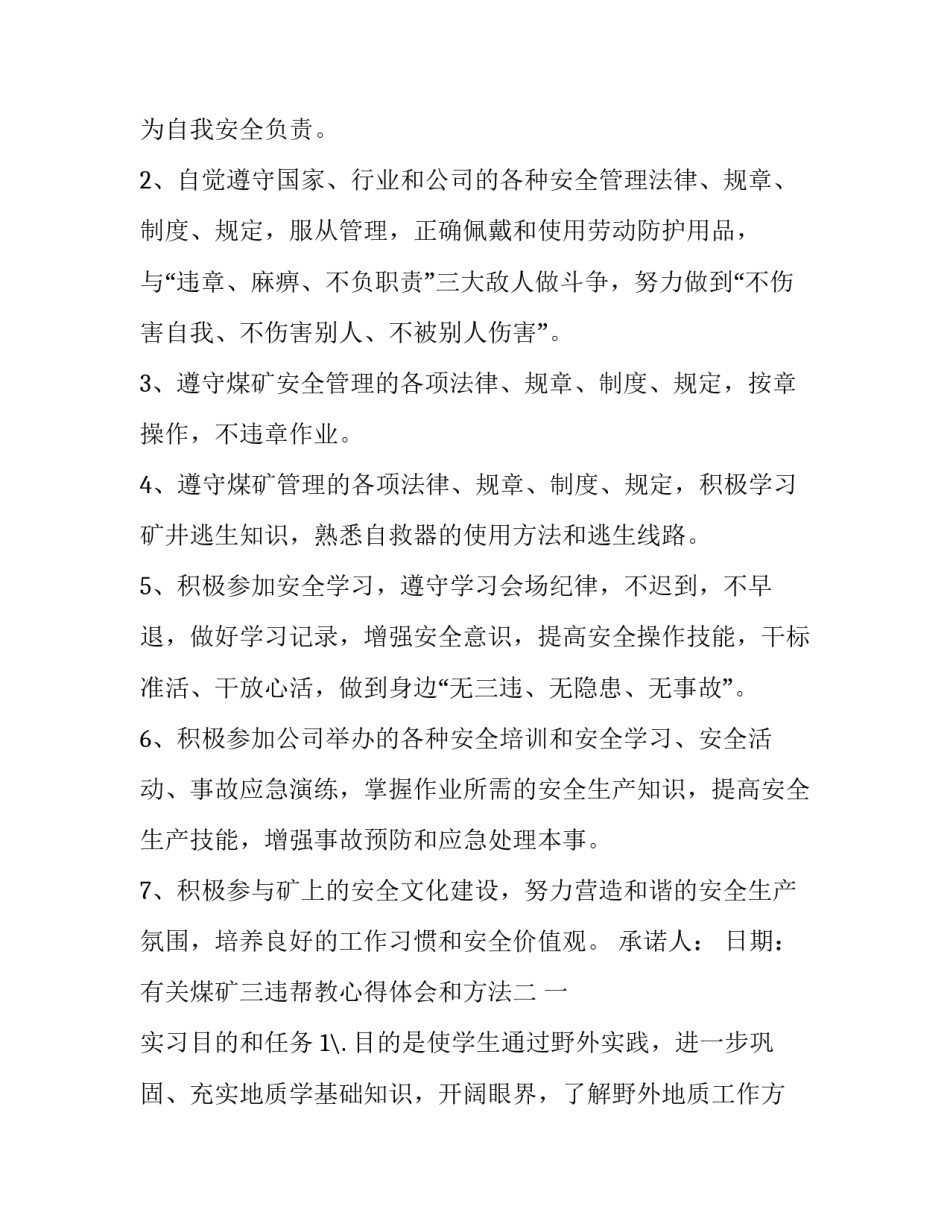 煤矿三违帮教心得体会和方法 煤矿三违人员帮教记录范文(八篇)_第2页