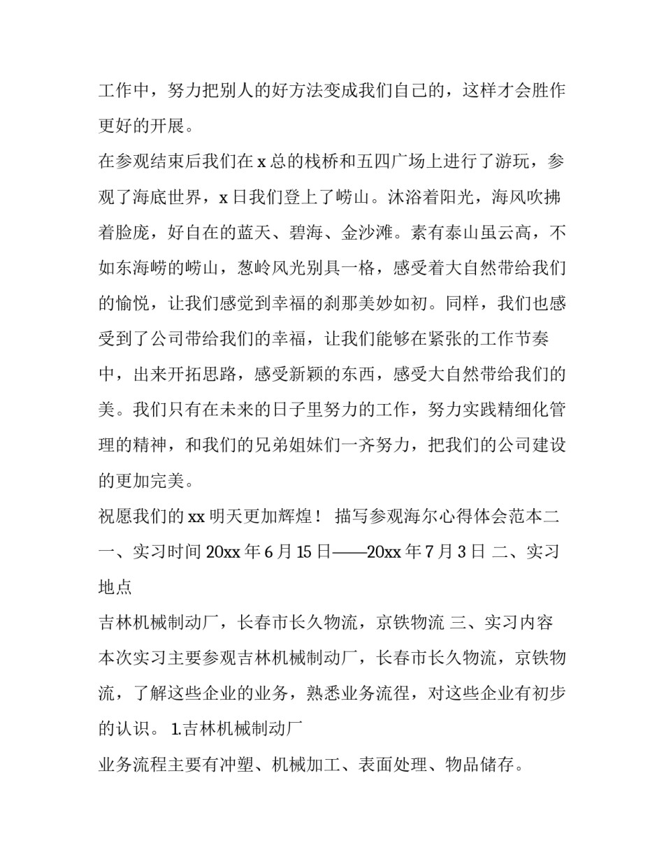 参观海尔心得体会范本 参观海尔工业园心得体会(5篇)_第3页