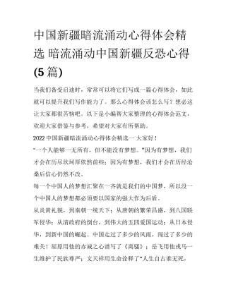 中国新疆暗流涌动心得体会精选 暗流涌动中国新疆反恐心得(5篇)