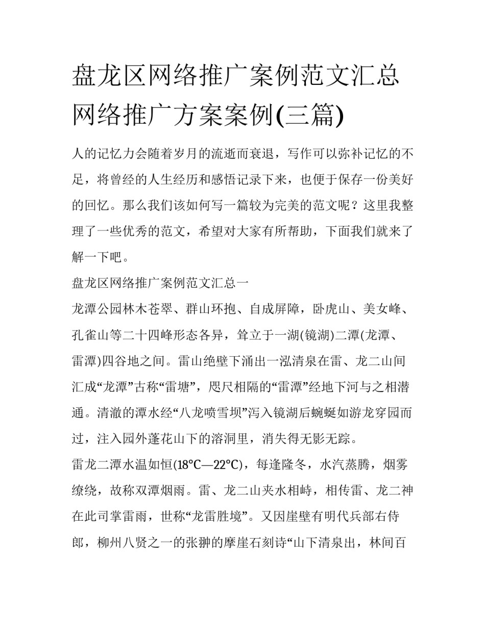 盘龙区网络推广案例范文汇总 网络推广方案案例(三篇)_第1页