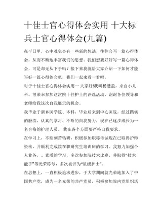 十佳士官心得体会实用 十大标兵士官心得体会(九篇)