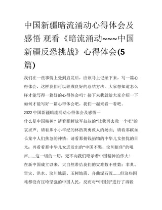 中国新疆暗流涌动心得体会及感悟 观看《暗流涌动~~~中国新疆反恐挑战》心得体会(5篇)