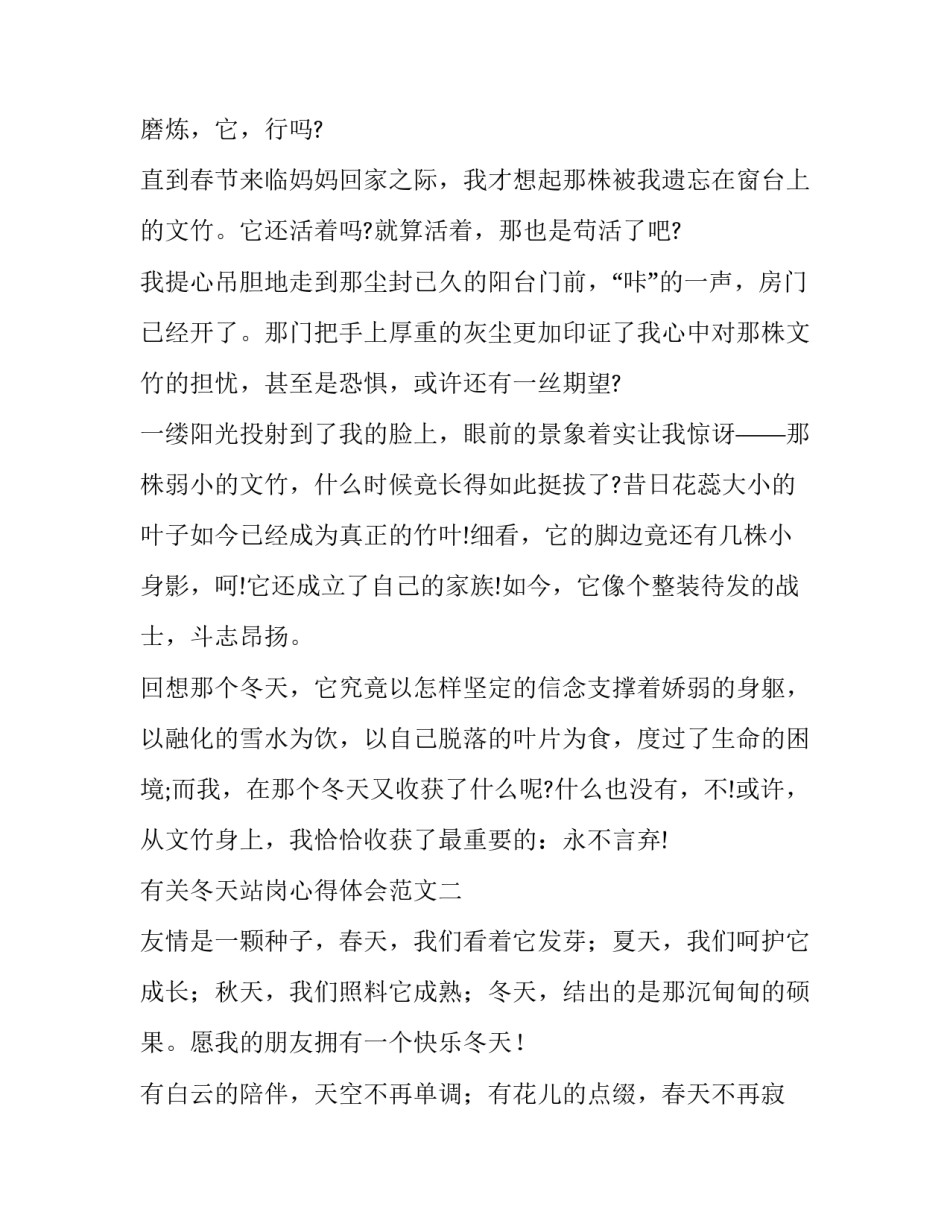 冬天站岗心得体会范文 学校站岗心得体会句子(8篇)_第2页