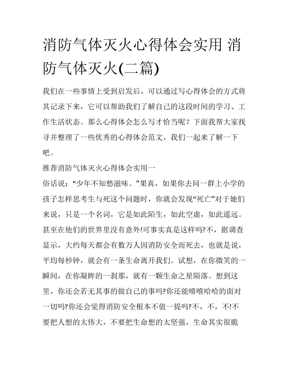 消防气体灭火心得体会实用 消防气体灭火(二篇)_第1页