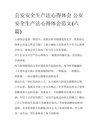公安安全生产法心得体会 公安安全生产法心得体会范文(六篇)