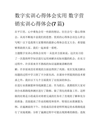 数字实训心得体会实用 数字营销实训心得体会(7篇)