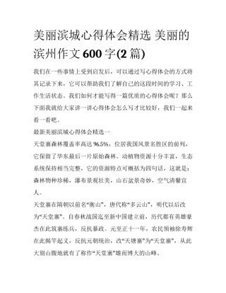 美丽滨城心得体会精选 美丽的滨州作文600字(2篇)