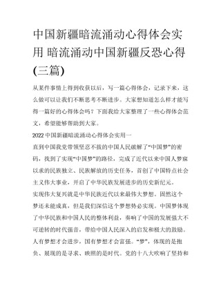 中国新疆暗流涌动心得体会实用 暗流涌动中国新疆反恐心得(三篇)