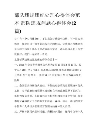 部队违规违纪处理心得体会范本 部队违规问题心得体会(2篇)