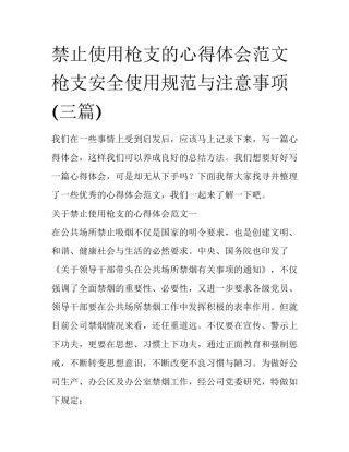 禁止使用枪支的心得体会范文 枪支安全使用规范与注意事项(三篇)