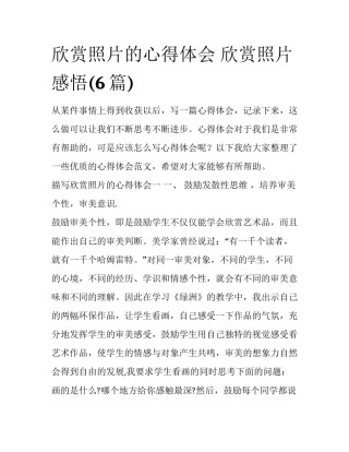 欣赏照片的心得体会 欣赏照片感悟(6篇)