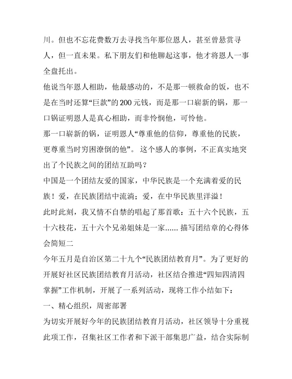 团结章的心得体会简短 团结章争章感言(7篇)_第2页