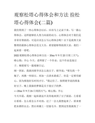 观察松塔心得体会和方法 捡松塔心得体会(二篇)