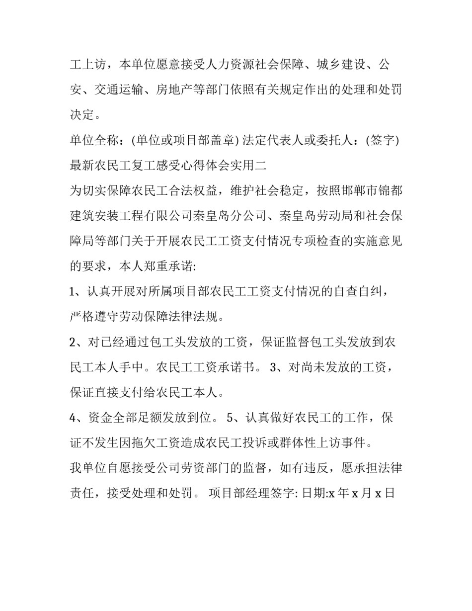 农民工复工感受心得体会实用 农民工辛苦感悟(2篇)_第2页