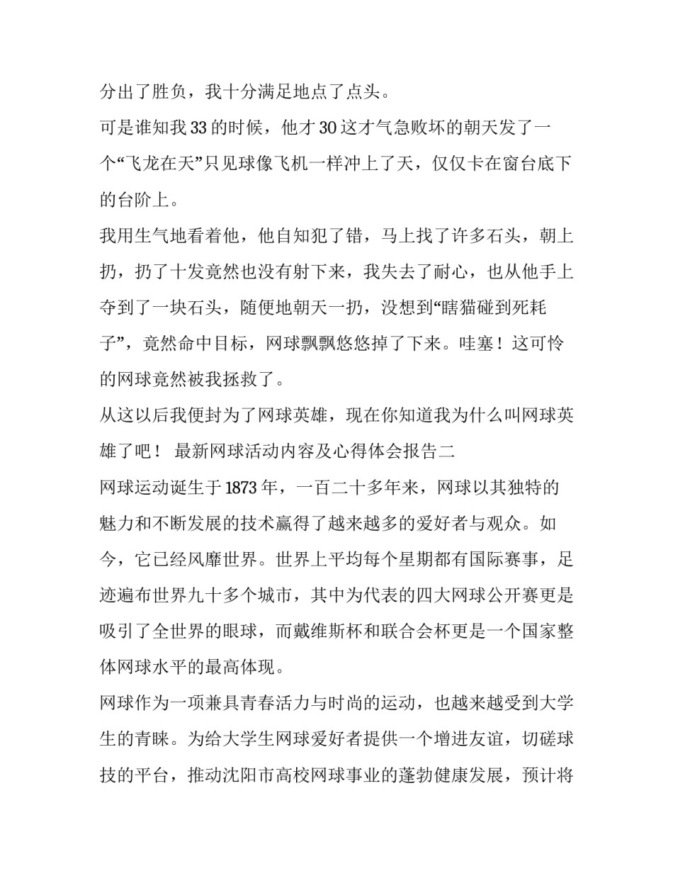 网球活动内容及心得体会报告 网球比赛心得体会总结(二篇)_第2页