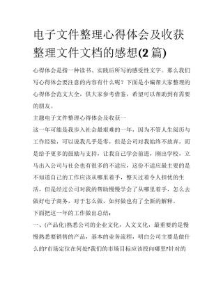 电子文件整理心得体会及收获 整理文件文档的感想(2篇)