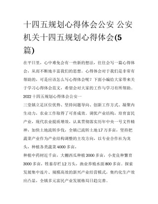 十四五规划心得体会公安 公安机关十四五规划心得体会(5篇)