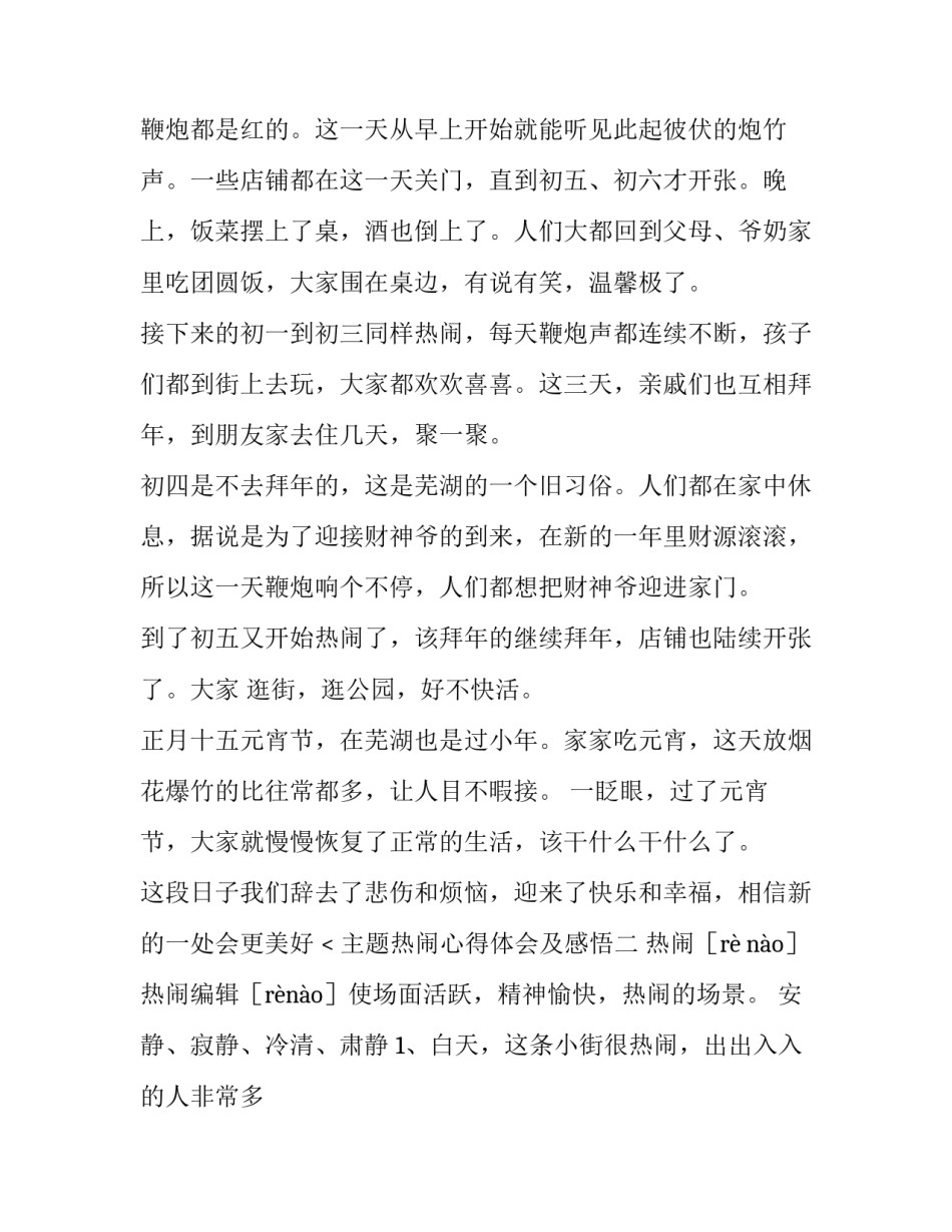 热闹心得体会及感悟 感受热闹气氛的说说(4篇)_第2页
